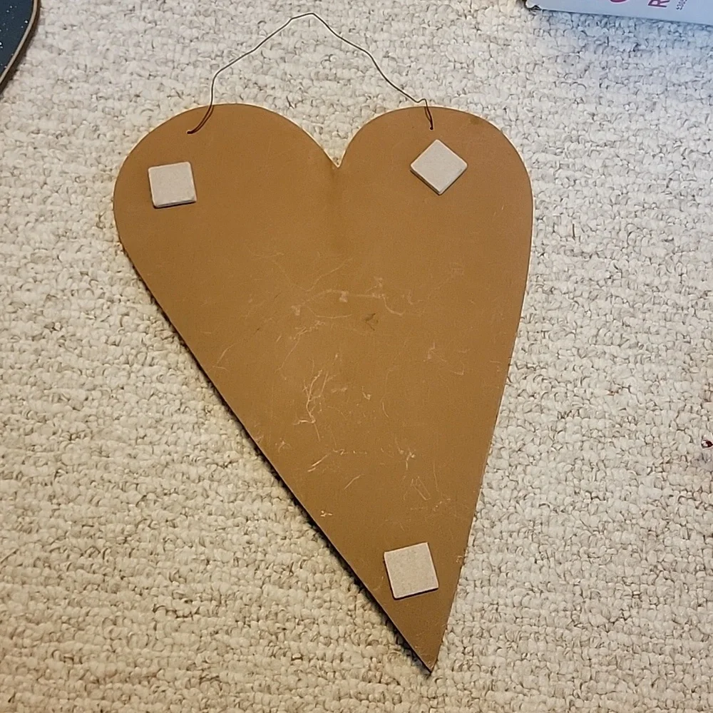 Vintage 🇺🇸 4th of July Heart Wall Wooden Decor With Wire Hanger